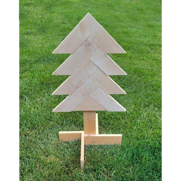 Rustic Herring Bone Christmas Tree in white washed Cedar