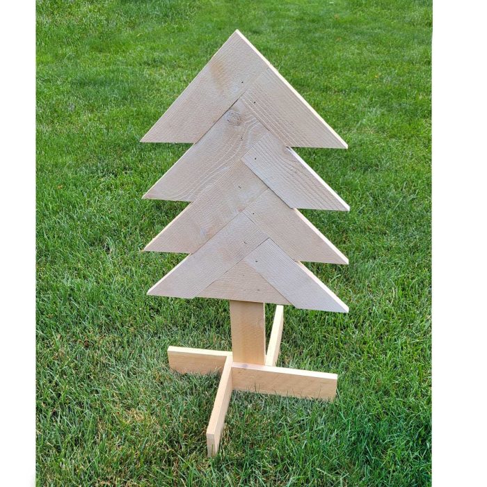 Rustic Herring Bone Christmas Tree in white washed Cedar