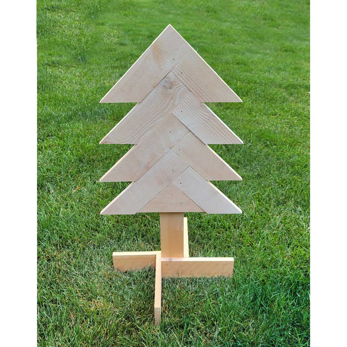 Rustic Herring Bone Christmas Tree in white washed Cedar