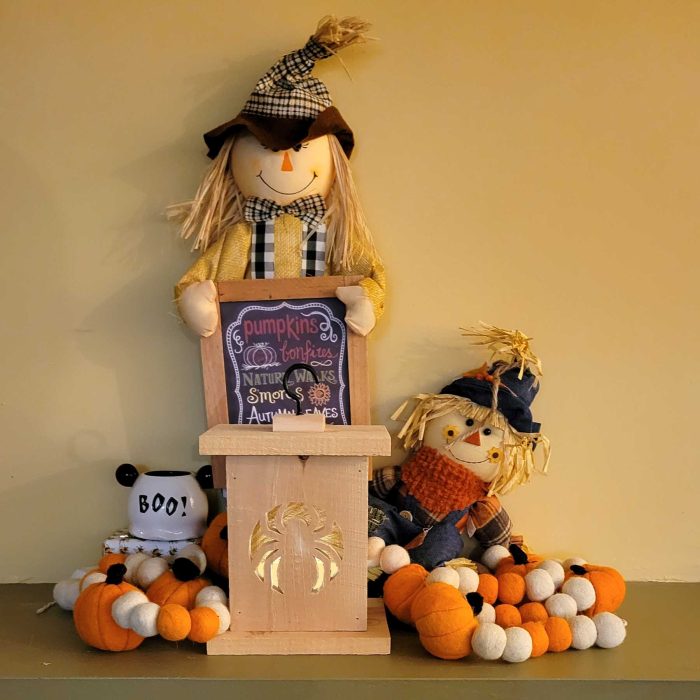Cedar Jack-o'-Lantern Box - Spider